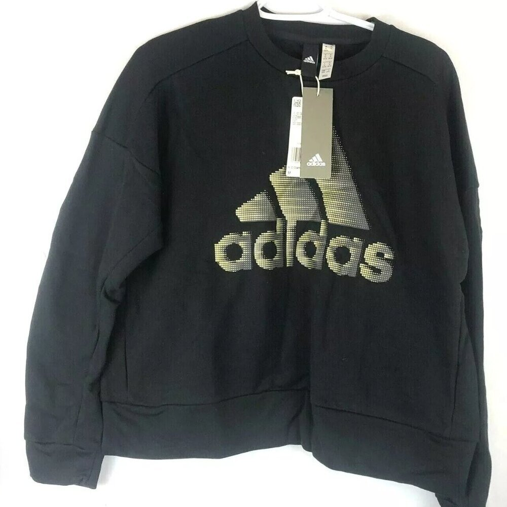 Adidas Womenβs ID Glam Black Long Sleeve Sweatshirt Size Medium